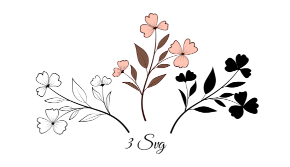 Cute Flower Branch: Three Styles for Creative Design
