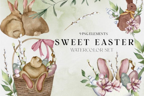 Easter Watercolor Elements Clipart: Elevating Your Spring Designs with Hand-Drawn Charm