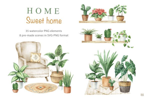 Home Sweet Home. Watercolor Part 2: Elevating Your Design Projects with Boho Aesthetics