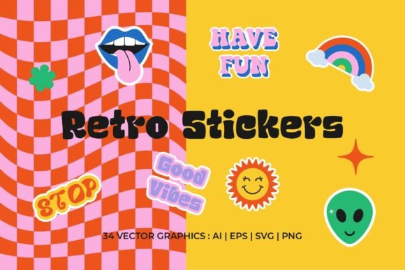 Retro Stickers Pack Elements: A Versatile Vector Collection for Modern Design