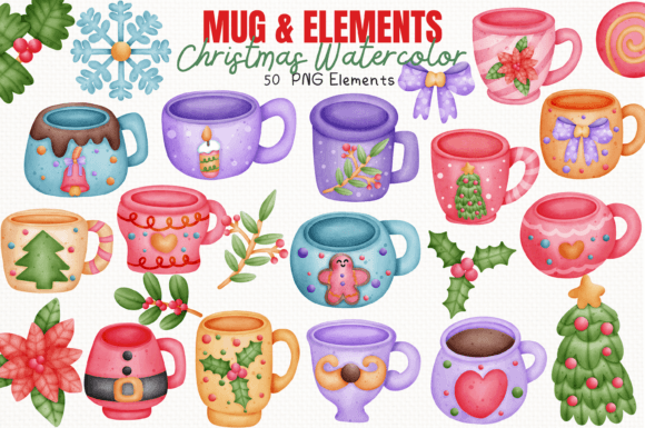 Unlocking Creative Potential with Mug Elements Christmas 50 Cliparts for Professional Design
