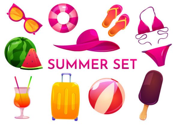 Unlocking Creative Potential with Summer Elements Illustration Clipart for Versatile Design Projects