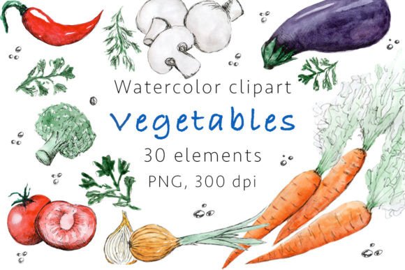 Vegetables Watercolor Clipart, PNG: Elevating Your Creative Projects with Hand-Painted Charm